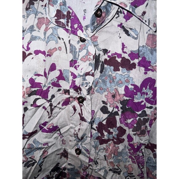 ETRO Button Up Blouse Womens M It 44/sz 8 Long Sleeve Gray Floral Italy Capsule - Picture 2 of 8